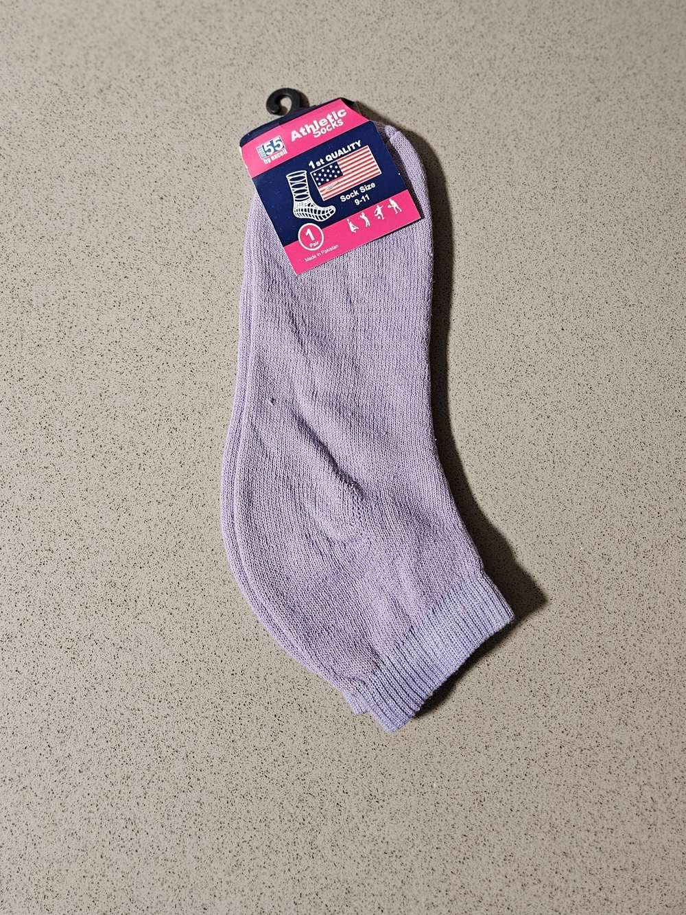 🧦 Athletic Socks Heathered Lavender Ankle Socks Size 9-11
